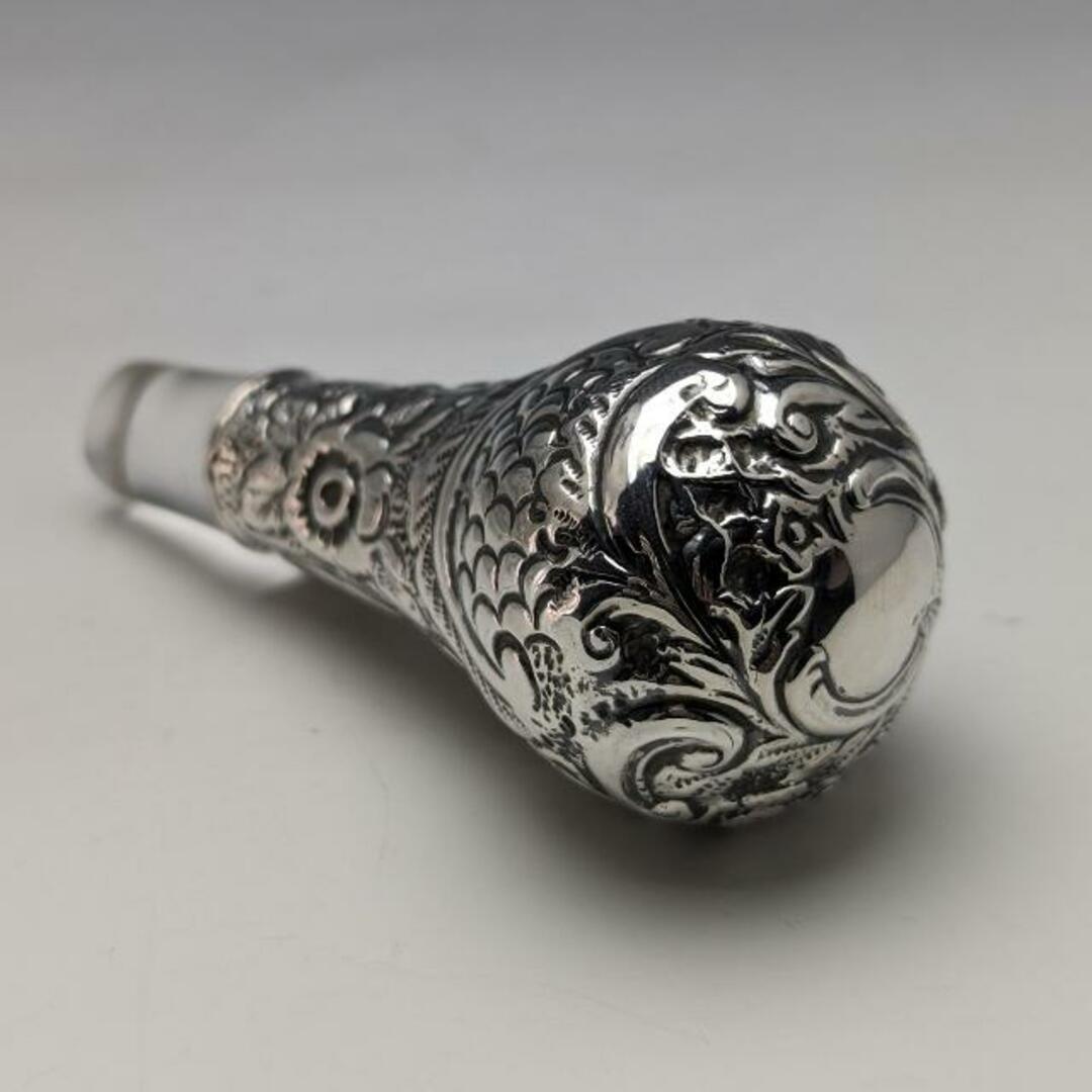 1900年 英国アンティーク 純銀装飾 Glug Glug ガラスデキャンタ エンタメ/ホビーの美術品/アンティーク(その他)の商品写真