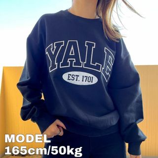 YALE イエール大学 カレッジ ロゴ刺繍スウェット アイビーリーグ ブラック(スウェット)