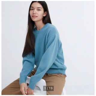 ユニクロ(UNIQLO)のユニクロ　プレミアムラムクルーネックセーター　ニット　ラム　UNIQLO 新品(ニット/セーター)