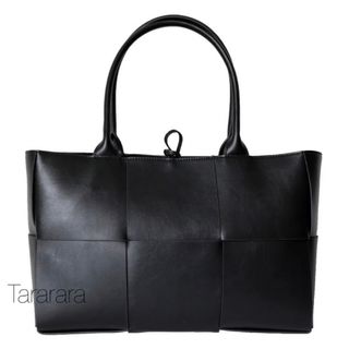 ●leather largeBraidedトートバッグM BLACK●本革(トートバッグ)