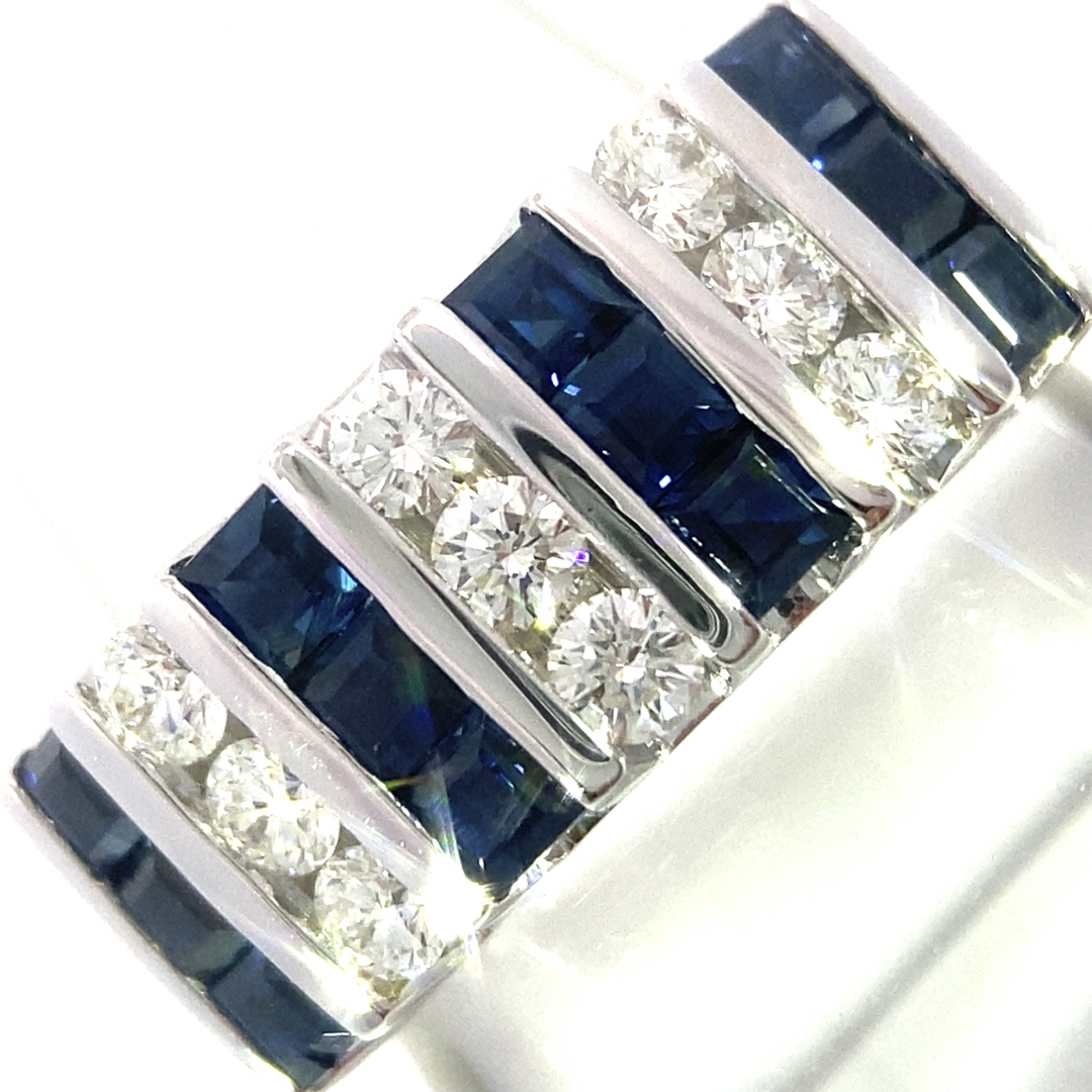 【JB-3415】K18WG 天然サファイア ダイヤモンド リング レディースのアクセサリー(リング(指輪))の商品写真