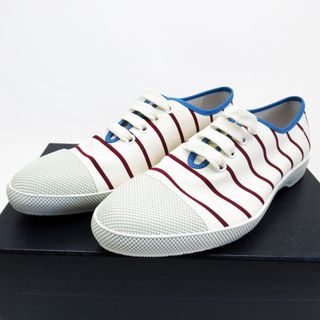 プラダ(PRADA)のプラダ PRADA スニーカー キャンバス アイボリー×ボルドー×ブルー メンズ 2EG149 送料無料【中古】 h28942f(スニーカー)