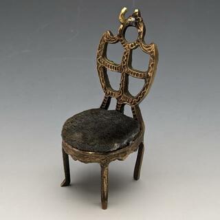1920年代 真鍮製 椅子型 懐中時計ホルダー グレーシート(その他)