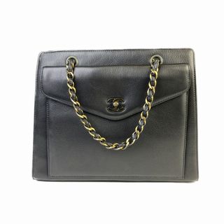 シャネル(CHANEL)のCHANEL シャネル ココマーク ターンロック キャビアスキン ハンドバッグ ブラック A-1384(ハンドバッグ)