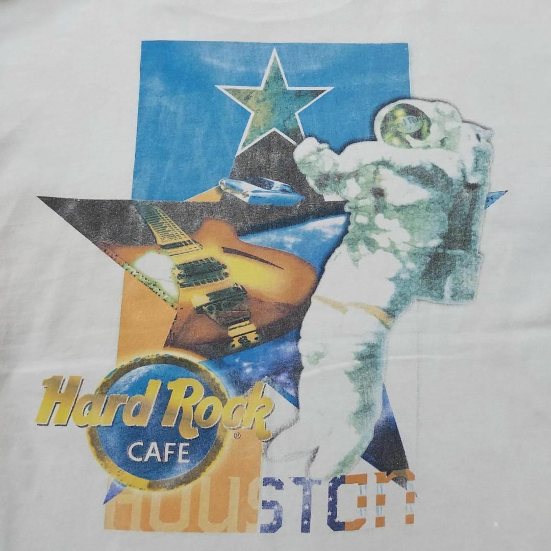90s USA製 ハードロックカフェ プリントTシャツヒューストン XL 白 メンズのトップス(Tシャツ/カットソー(半袖/袖なし))の商品写真