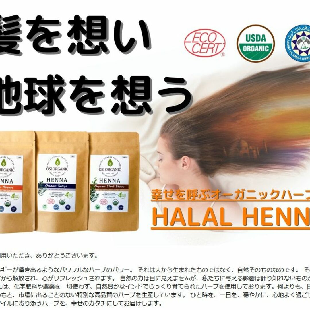 23B オーガニック ハラールヘナ ダークブラウン HALAL HENNA コスメ/美容のヘアケア/スタイリング(ヘアケア)の商品写真