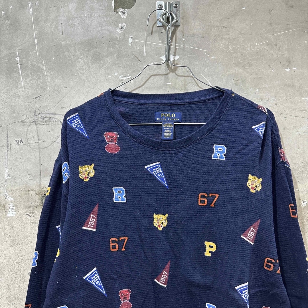 POLO RALPH LAUREN(ポロラルフローレン)の古着ポロラルフローレン ペナント ワッペンプリント サーマル 長袖Tシャツ メンズのトップス(Tシャツ/カットソー(七分/長袖))の商品写真