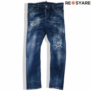 ディースクエアード(DSQUARED2)の美品 ディースクエアード 2021SS S71LB0917 SEXY TWIST JEAN ペイント ダメージ リペア加工 ボタンフライ デニム パンツ 46193(デニム/ジーンズ)