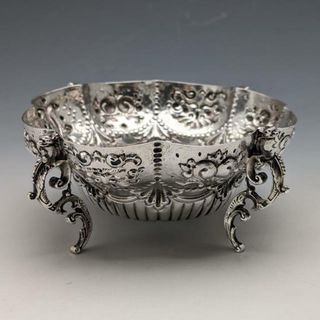 1903年 英国アンティーク 純銀製 脚付きボウル 126g Goldsmiths & Silversmiths(その他)