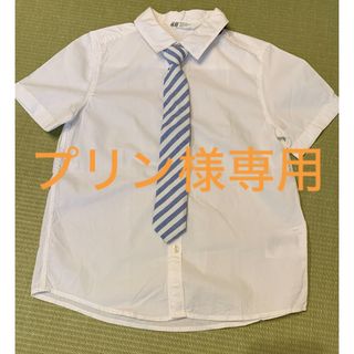 エイチアンドエム(H&M)のH&M半袖コットンシャツ　ネクタイ付き(ドレス/フォーマル)