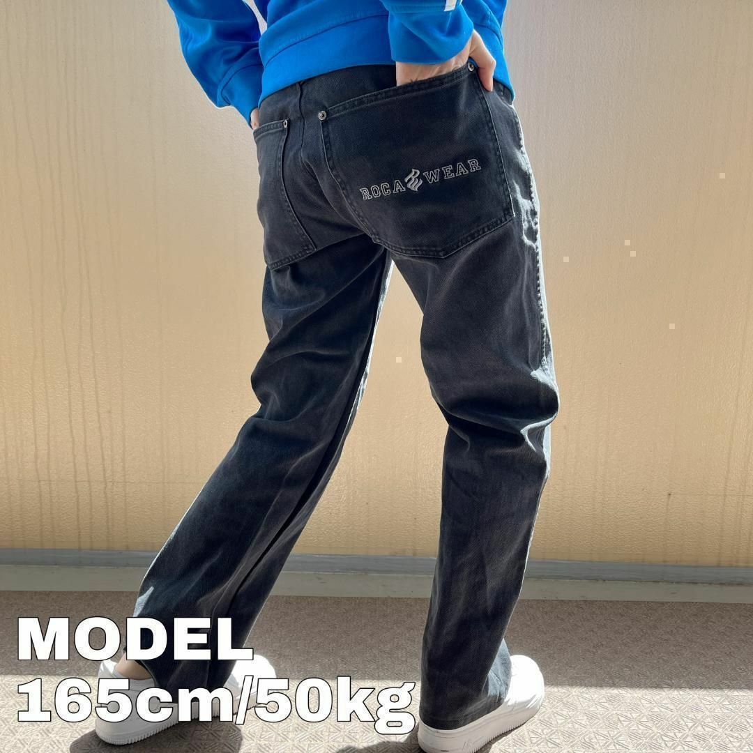 00s ROCA WEAR Black Denim Pants 黒 W36×L34 ロカウェア デニム