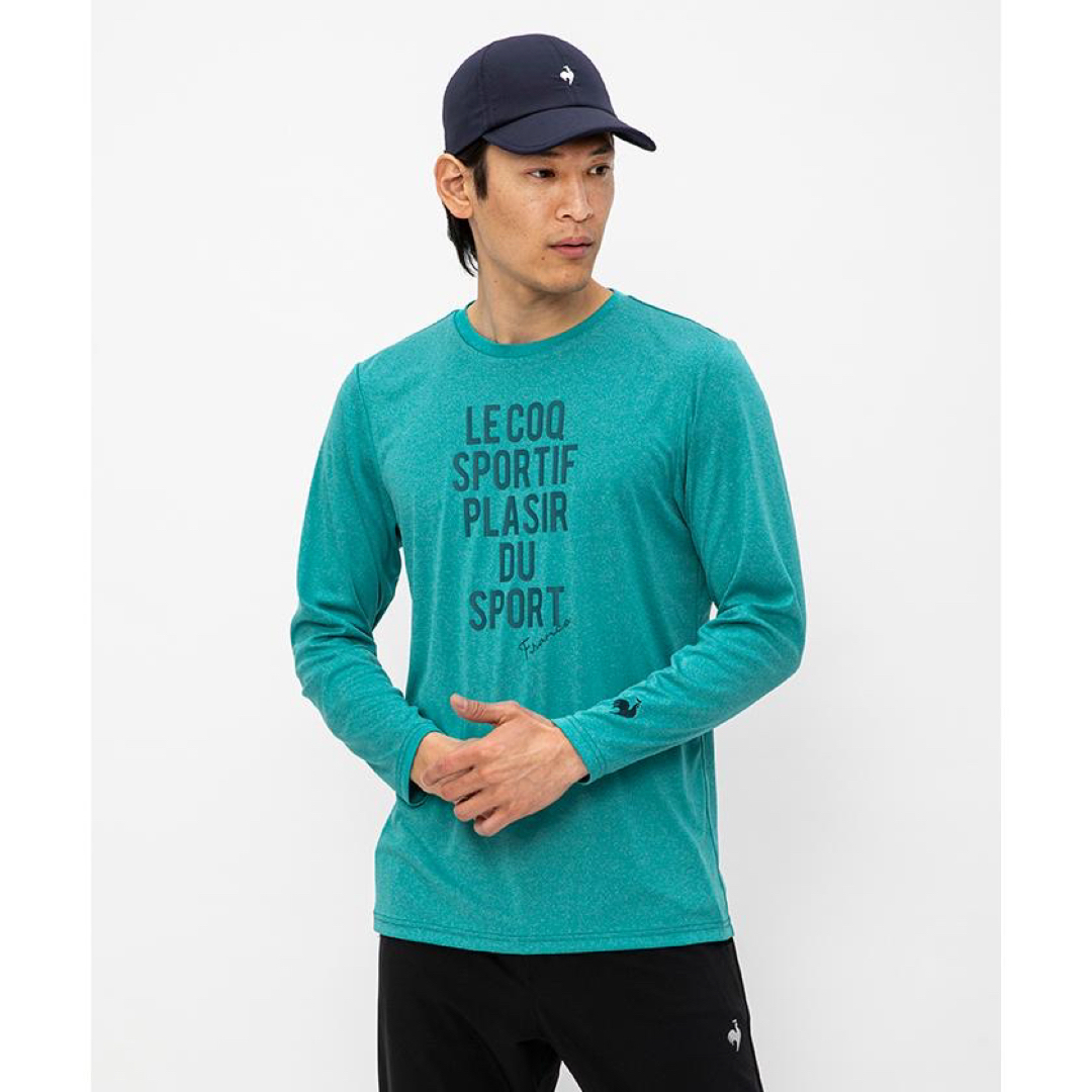 le coq sportif(ルコックスポルティフ)のルコックスポルティフ テニスウェア 長袖Tシャツ QTMWJB02緑メンズL新品 スポーツ/アウトドアのテニス(ウェア)の商品写真