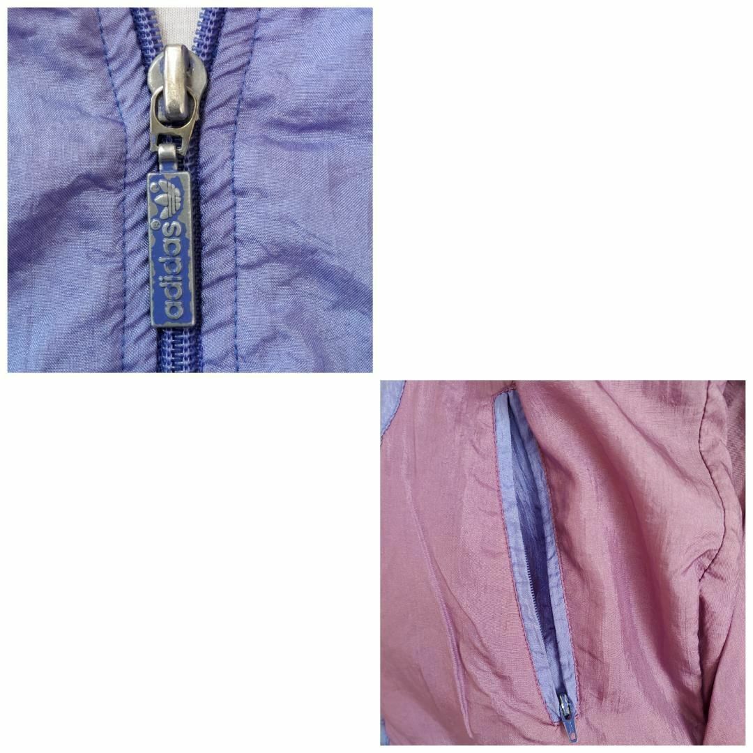 adidas(アディダス)の80s アディダス ファイヤーバード ロゴ刺繍ナイロンジャケット L 紫 ブルー メンズのジャケット/アウター(ナイロンジャケット)の商品写真