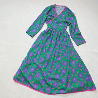 チチカカ(titicaca)のチチカカ　カシュクールワンピース　ロング　ガウン　花柄　2way　大きめ　美品(ロングワンピース/マキシワンピース)