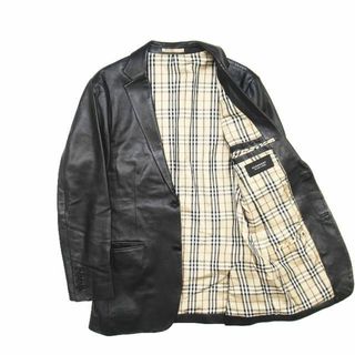 バーバリーブラックレーベル(BURBERRY BLACK LABEL)のバーバリーブラックレーベル ノバチェック レザー テーラードジャケット ◎ME2(テーラードジャケット)