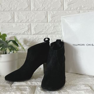 ツモリチサト(TSUMORI CHISATO)のツモリチサト　ショートブーツ　天然皮革　ブラック　24㎝(ブーツ)