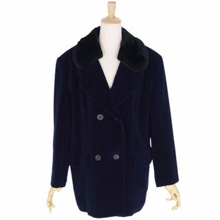 クリスチャンディオール(Christian Dior)の美品 Vintage クリスチャンディオール Christian Dior SPORT コート ダブルブレスト フェイクファー 無地 アウター レディース S ネイビー(その他)