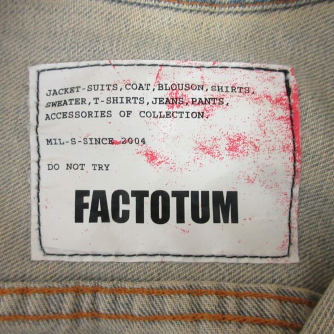 FACTOTUM(ファクトタム)のファクトタム×ビューティー&ユース コラボ デニムジャケット Gジャン 約M 青 メンズのジャケット/アウター(Gジャン/デニムジャケット)の商品写真