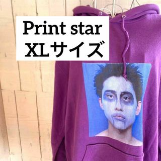 プリントスター(Printstar)のPrint star XLサイズ　パーカー　フード　ビッグプリント　パープル(パーカー)