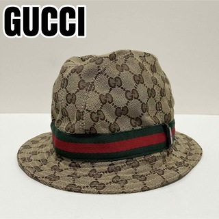 Gucci - 686✨希少✨グッチ バケットハット 帽子 GGキャンバス×シェリーライン