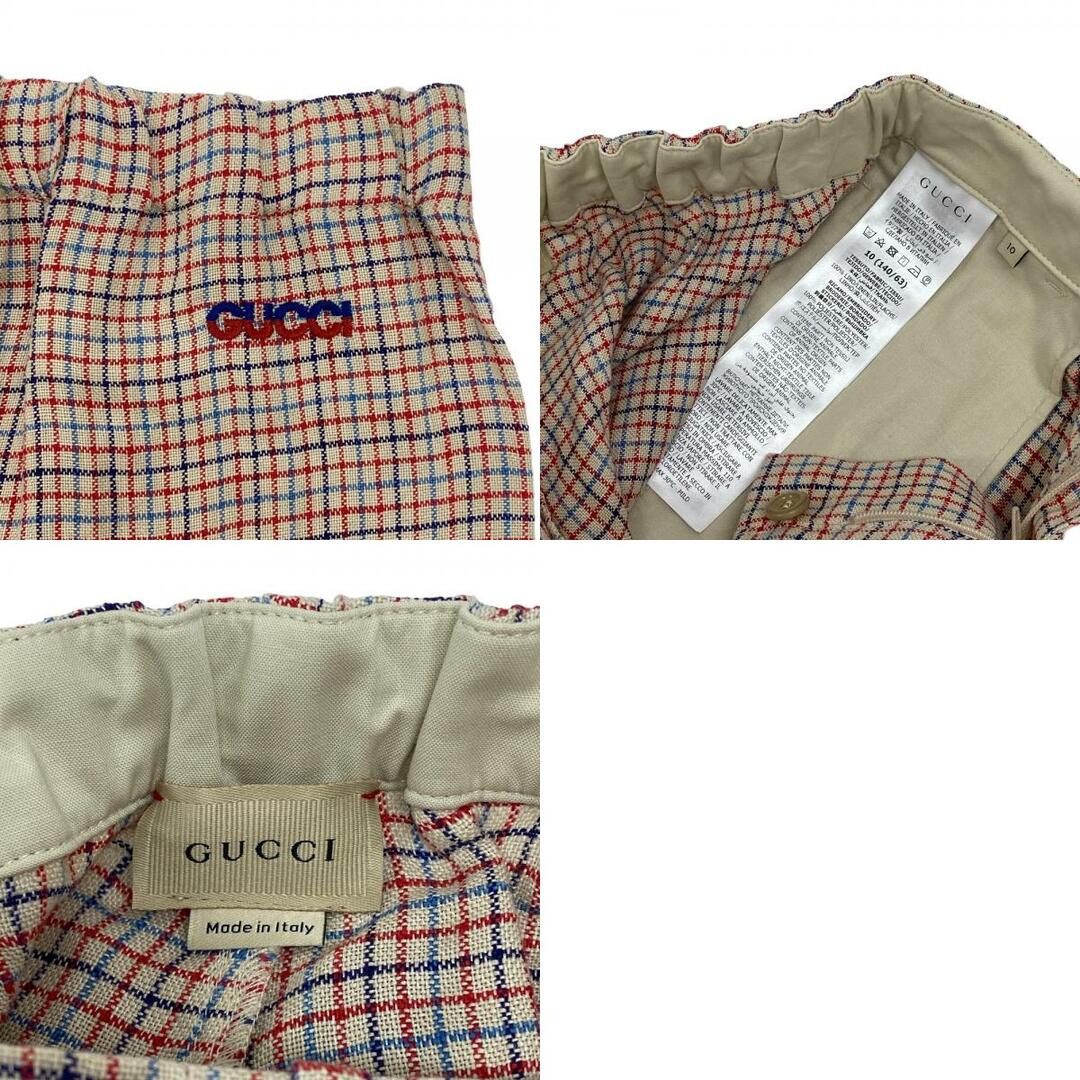 Gucci(グッチ)のグッチ GUCCI ショートパンツ
 チェック リネン 677671 レッド レディースのパンツ(ショートパンツ)の商品写真
