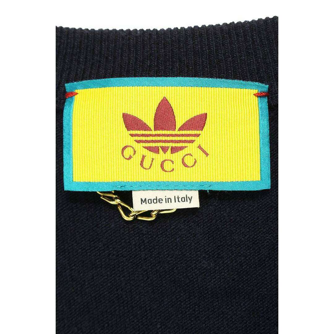 Gucci(グッチ)のグッチ ×アディダス adidas  702135 XKCH9 ロゴ刺繍ウールニットカーディガン メンズ S メンズのトップス(カーディガン)の商品写真