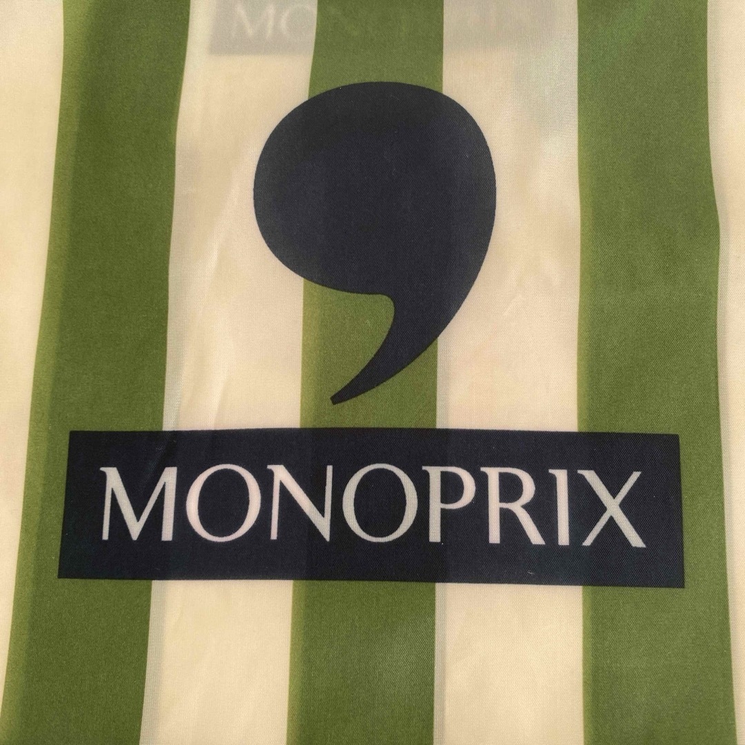 MONOPRIX モノプリ　エコバッグ グリーンストライプ レディースのバッグ(エコバッグ)の商品写真