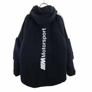 プーマ BMW Motorsport バック プリント 中綿ジャケット M ブラック×ホワイト PUMA フード メンズ 古着 【240216】