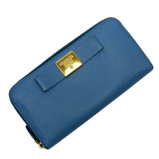 プラダ(PRADA)のプラダ PRADA ラウンドファスナー長財布 レザー ブルー レディース 送料無料【中古】 g1797a(財布)