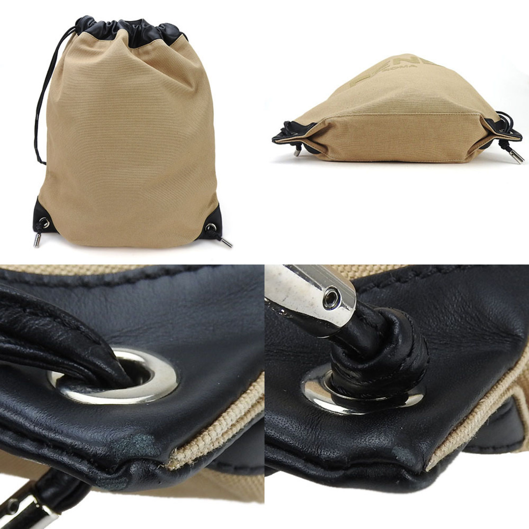 FENDI(フェンディ)の【中古】 フェンディ リュック・デイパック 7VZ057 キャンバス レザー ベージュ ブラック ナップサック 巾着 レディース 女性 FENDI レディースのバッグ(リュック/バックパック)の商品写真