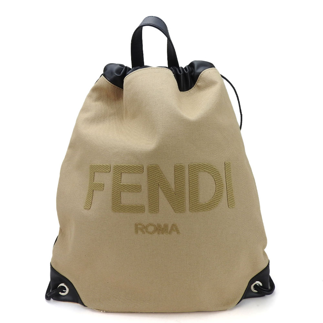 FENDI(フェンディ)の【中古】 フェンディ リュック・デイパック 7VZ057 キャンバス レザー ベージュ ブラック ナップサック 巾着 レディース 女性 FENDI レディースのバッグ(リュック/バックパック)の商品写真
