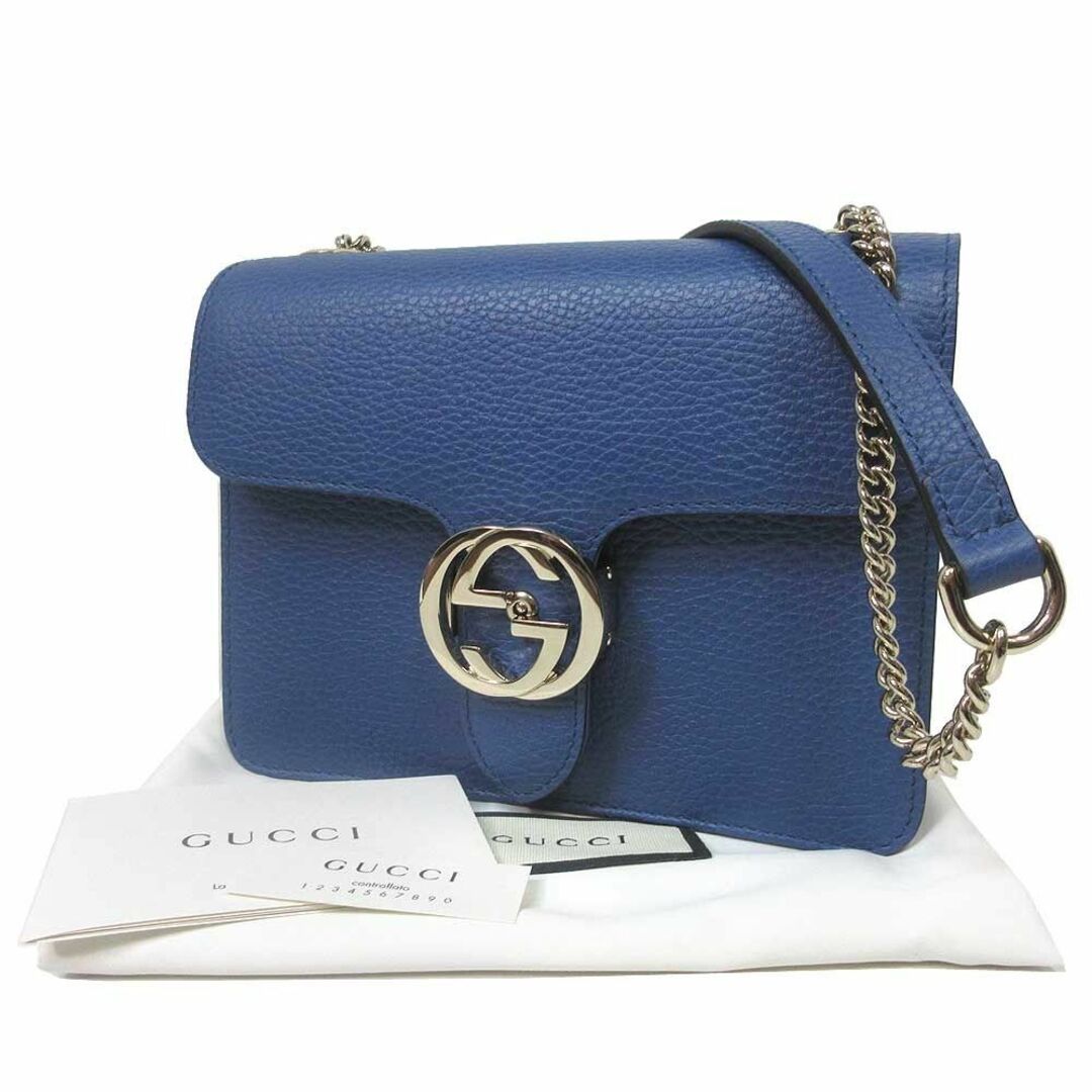 Gucci(グッチ)の【新品】グッチ ショルダーバッグ 510304 (ブルー系) GUCCI レザー インターロッキングG チェーンショルダー 斜め掛け アウトレット レディース レディースのバッグ(ショルダーバッグ)の商品写真