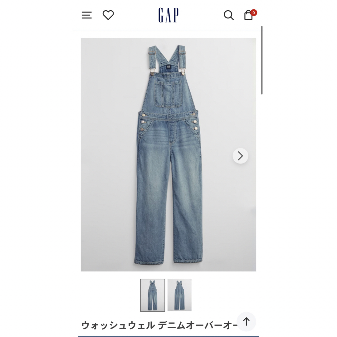 GAP(ギャップ)のGAP ウォッシュウェルオーバーオール レディースのパンツ(デニム/ジーンズ)の商品写真