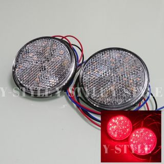 LED リフレクター 24V 反射板  サイドマーカー 2個(クリア/レッド)(トラック・バス用品)