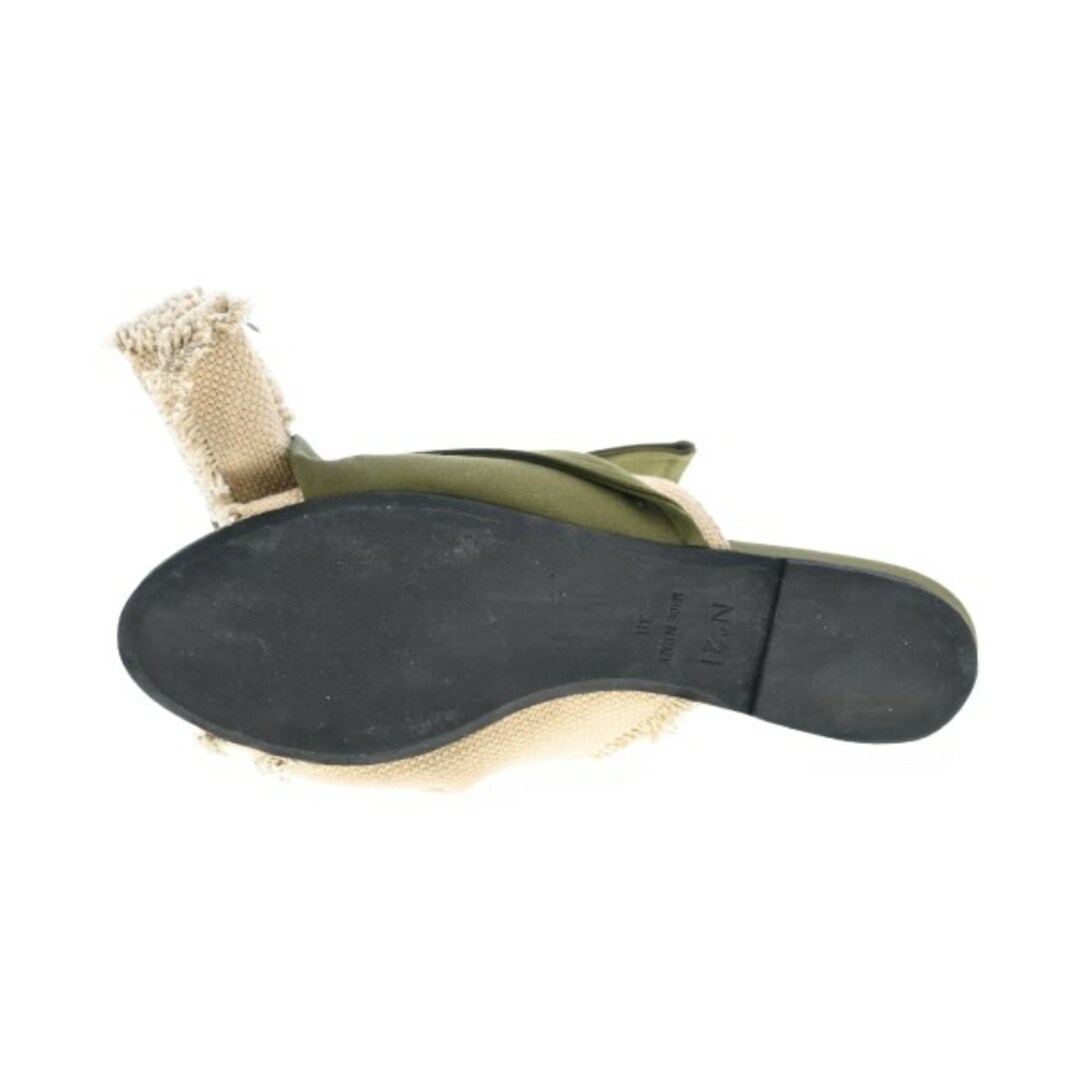 Nﾟ 21 サンダル EU38(24.5cm位) カーキxベージュx白 【古着】【中古】 レディースの靴/シューズ(サンダル)の商品写真