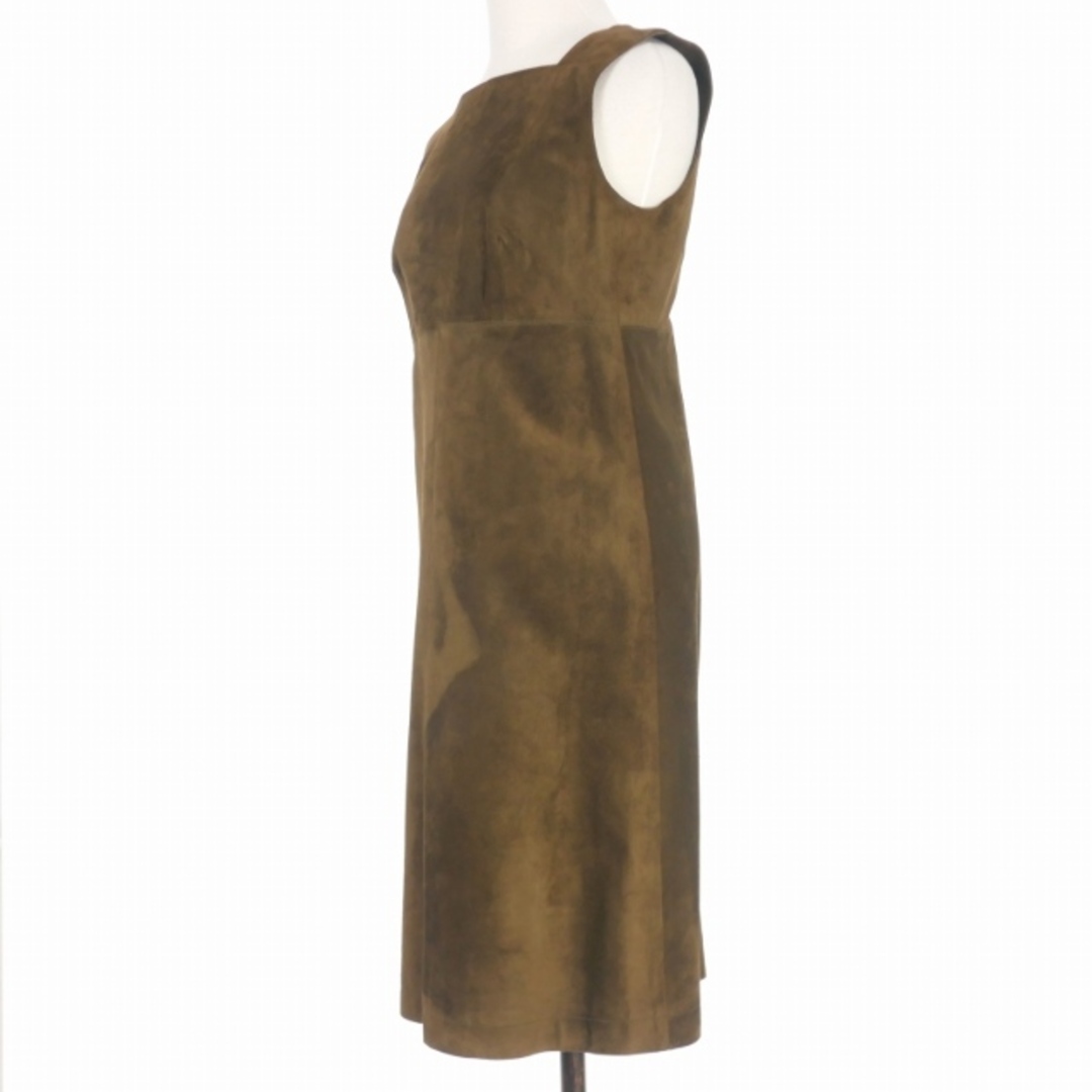 agnes b.(アニエスベー)のアニエスベー 本革 ノースリーブ レザーワンピース ドレス 36 ブラウン レディースのワンピース(ひざ丈ワンピース)の商品写真