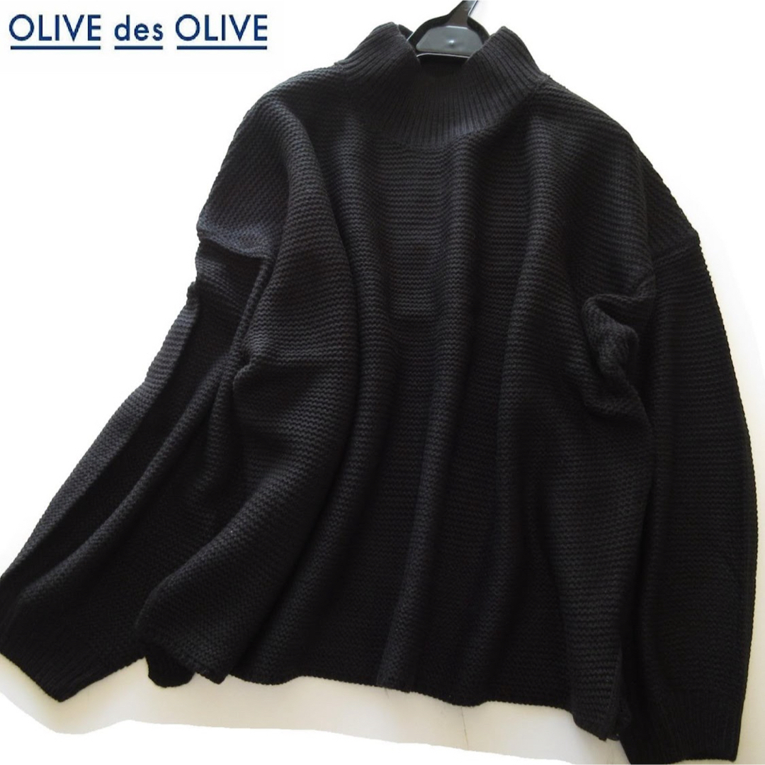 新品OLIVE des OLIVE ボリューム袖ルーズニット/BK | フリマアプリ ラクマ