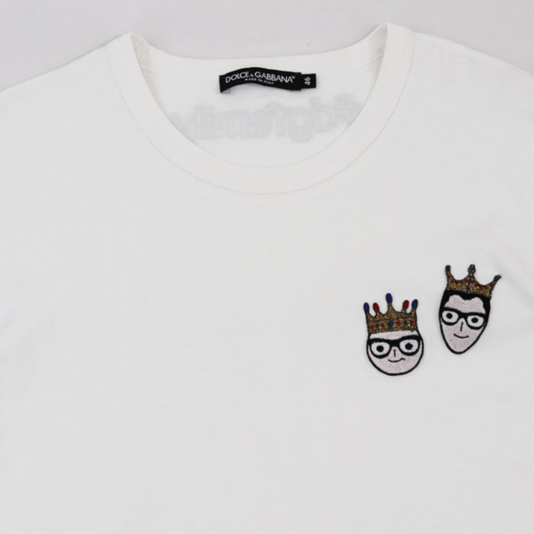 DOLCE&GABBANA(ドルチェアンドガッバーナ)の美品 ドルチェアンドガッバーナ #dgfamily ワッペン 半袖Ｔシャツ メンズ 白 黒 マルチ 46 クルーネック コットン DOLCE&GABBANA メンズのトップス(Tシャツ/カットソー(半袖/袖なし))の商品写真