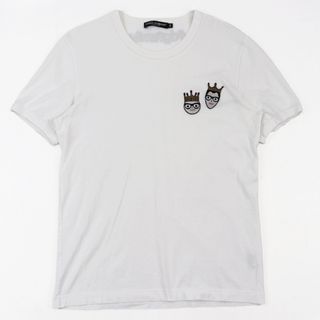 ドルチェアンドガッバーナ(DOLCE&GABBANA)の美品 ドルチェアンドガッバーナ #dgfamily ワッペン 半袖Ｔシャツ メンズ 白 黒 マルチ 46 クルーネック コットン DOLCE&GABBANA(Tシャツ/カットソー(半袖/袖なし))