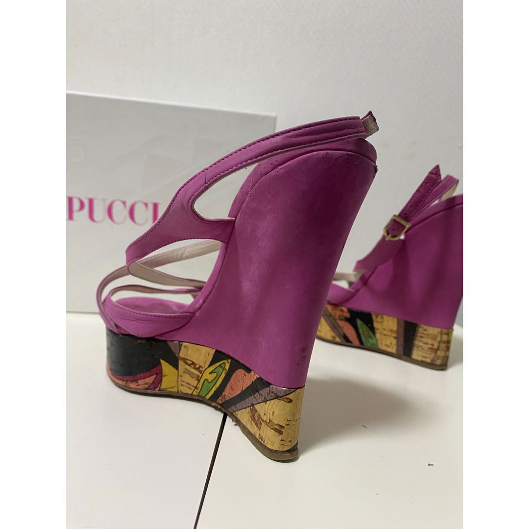 EMILIO PUCCI(エミリオプッチ)のエミリオプッチ　サンダル　ウエッジソールサンダル　ピンク　22.5㎝〜23㎝ レディースの靴/シューズ(サンダル)の商品写真