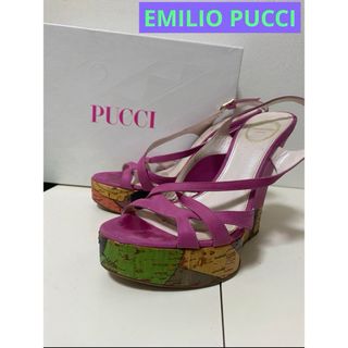 エミリオプッチ(EMILIO PUCCI)のエミリオプッチ　サンダル　ウエッジソールサンダル　ピンク　22.5㎝〜23㎝(サンダル)