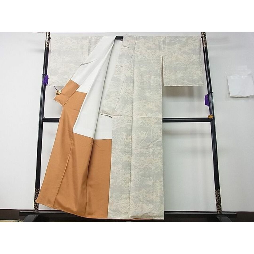 平和屋1■上質な白紬　100亀甲　人物風景文　逸品　an5250 レディースの水着/浴衣(着物)の商品写真