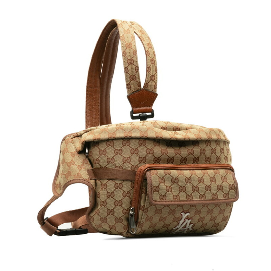 Gucci(グッチ)の美品 グッチ GGキャンバス LAエンジェルス パッチ リュック ボディバッグ 536842 キャンバス レディース GUCCI 【222-37141】 レディースのバッグ(リュック/バックパック)の商品写真