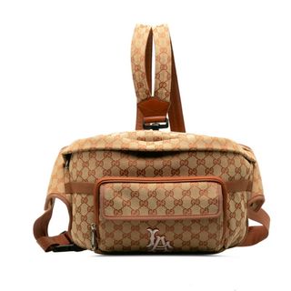 グッチ(Gucci)の美品 グッチ GGキャンバス LAエンジェルス パッチ リュック ボディバッグ 536842 キャンバス レディース GUCCI 【222-37141】(リュック/バックパック)