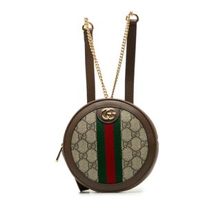 グッチ(Gucci)の美品 グッチ GGスプリーム シェリーライン オフィディア ラウンド型 リュック バックパック 598661 PVC レディース GUCCI 【222-37145】(リュック/バックパック)