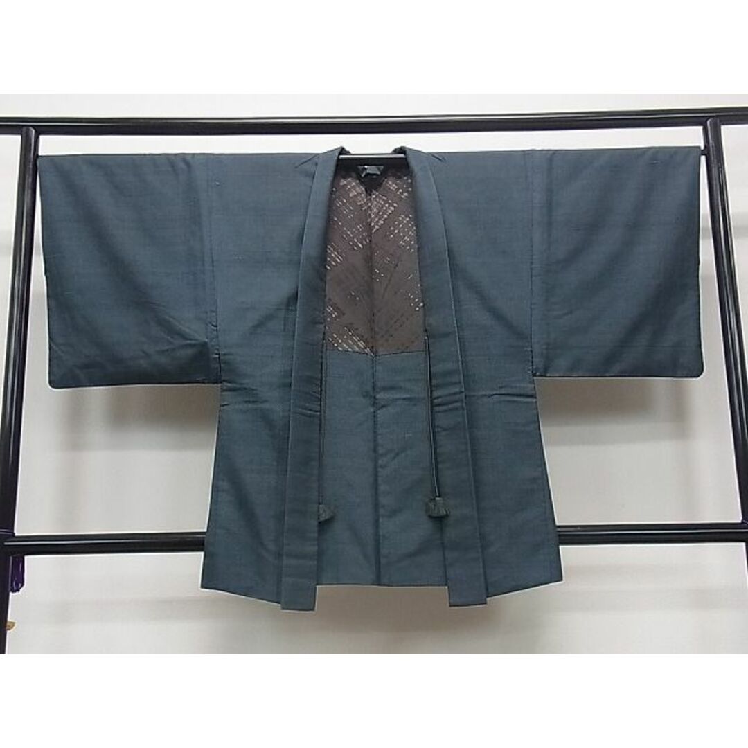 平和屋野田店■男性　羽織　紬地　亀甲文　紺色　逸品　dy7924 メンズの水着/浴衣(着物)の商品写真