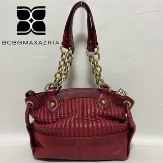 ビーシービージーマックスアズリア(BCBGMAXAZRIA)のBCBGMAXAZRIA ハンドバッグ レザーバッグ チェーンバッグ ボルドー系(ハンドバッグ)