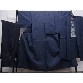 平和屋1■男性　紬　アンサンブル・兵児帯セット　100亀甲　逸品　ua6270(着物)