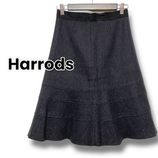 ハロッズ(Harrods)の【Harrods/ハロッズ】　フレアスカート 膝下　黒　2サイズ M  ウール(ひざ丈スカート)