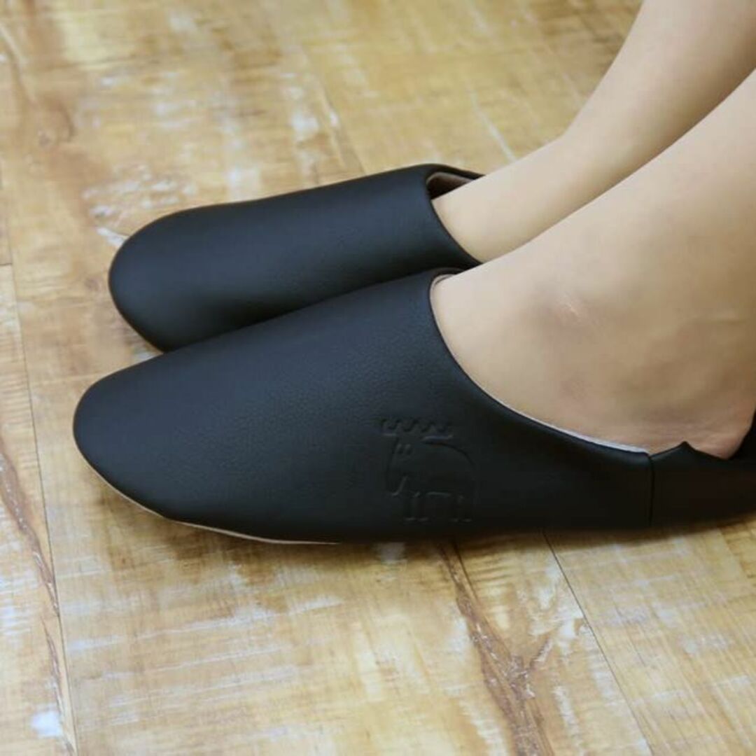 【色: ブラック】モズ スゥェーデン ルームシューズ ウォッシャブルレザー M  レディースの靴/シューズ(その他)の商品写真